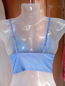 Blue Crop Top with Tie Detail