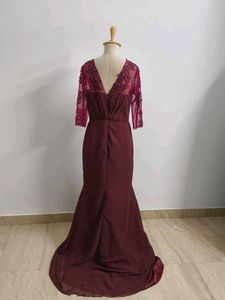 Elegant Maroon Evening Gown