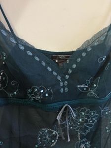 Vintage Style Sheer Mango Embellished Cami Top