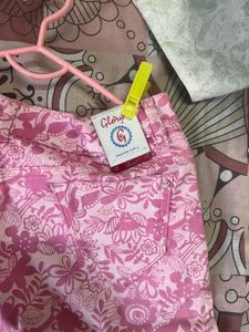 Printed pink trousers for women