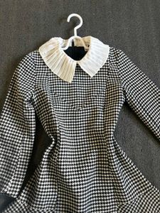 Women Houndstooth Fit &amp; Flare Dress