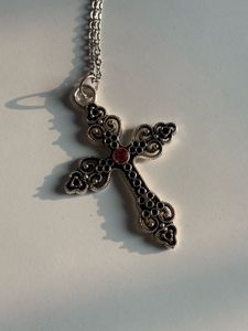 Gothic Grunge Red Cross Necklace