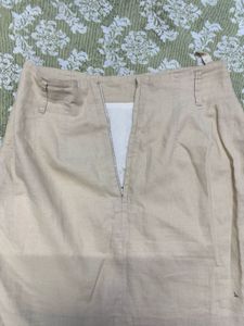 Beige Linen Blend Mini Skirt