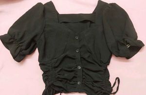 Black Puffy Sleeve Top