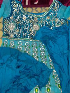 Teal Embellished Salwar Kameez