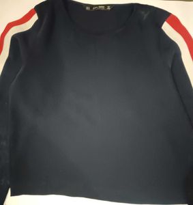 Navy Striped Sleeve Top