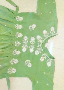 Green Embroidered Kurta Set