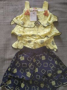 Yellow Top Blue Skirt