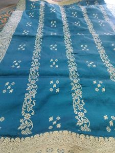 Teal &amp; Silver Banarasi Silk Saree