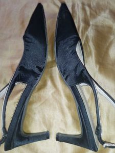 Black Pointed Slingback Heels