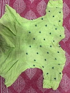 Lime Green Embroidered Top