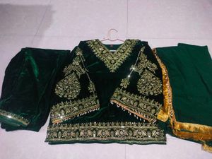 Heavy Party Wear Green Dress💚