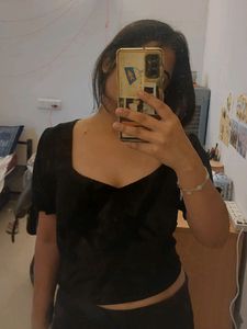 CATION Black Sweetheart Neckline Blouse