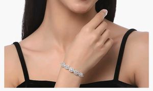 Rhodium Plated American Diamond Link Bracelet