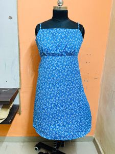 Blue Crepe Dress Xl Size