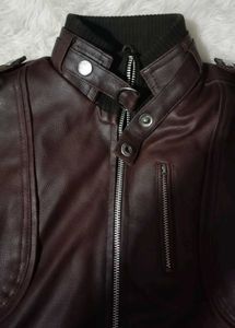 brown leather jacket