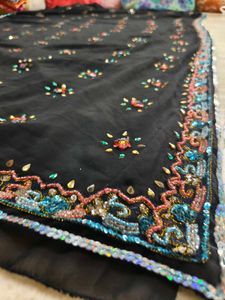 Black 🖤 Saree Multi Colour Work