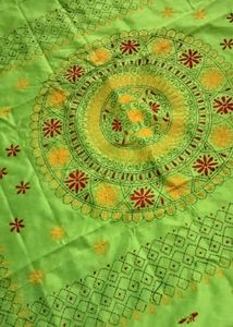 Slik Bland Katha Stretch Saree With Blouse Piece