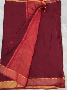 Cotton Zari Saree Maroon
