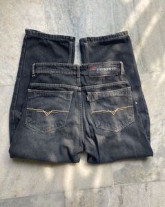 Diesel Ripped Straight Fit Black Jeans