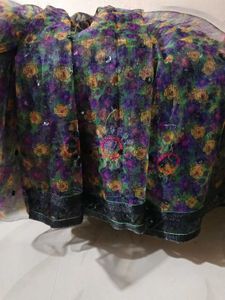 Floral Print Net Saree