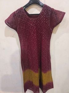 Maroon orange ombre suit patiala set