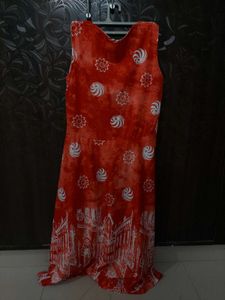Red &amp; White Print Midi Dress
