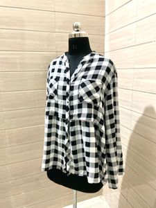 Suzanne Betro Imported  Checkered Shirt Top