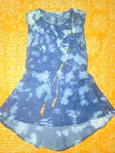 Tie-Dye Denim Sleeveless Dress