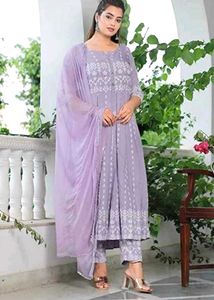 Lavender Anarkali 3 Piece Suit Set