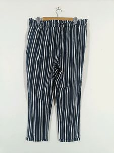 Zudio Navy Blue and White Stripes Palazzo (Women)
