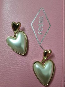 Fossil 24K Plated Heart Drop Earrings