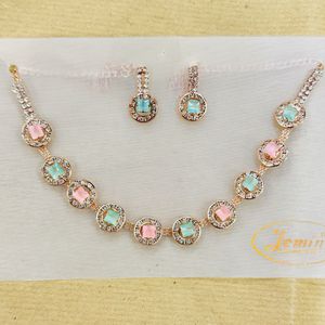 Rose Gold Pastel Gem Jewelry Set