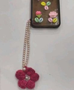 Phone Chain Handmade Flower And Beads
