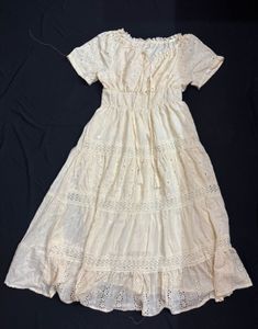Cream Eyelet Midi Dress
