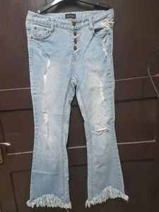 Highwaisted Bootcut Ribbed Denim