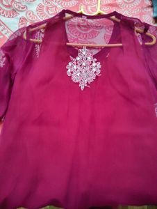 Maroon Embroidered Kurti