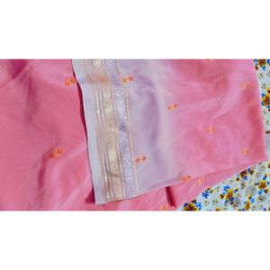 Peach Floral Banarasi Saree