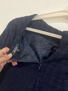 Winter Navy Textured Blouse