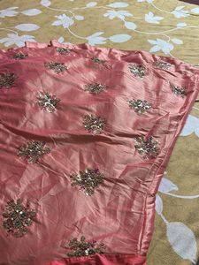 Long Peach Embroidery Skirt