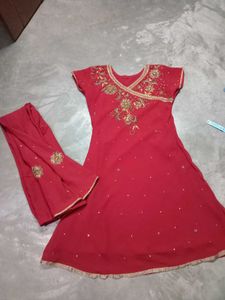 Red Embroidered Indian Dress