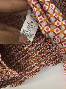Printed Lapel Collar Crop Shirt