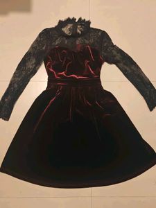 Elegant Velvet &amp; Lace Dress