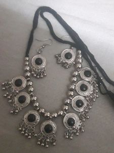 Silver Tone Statement Necklace &amp; Earring Set