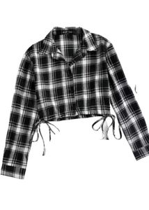 Black &amp; White Check Crop Shirt For Women And Girls