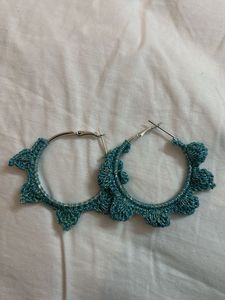 Blue Crochet Hoops