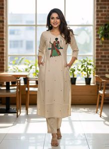 Elegant Printed Kurta Set, 2 Piece Set