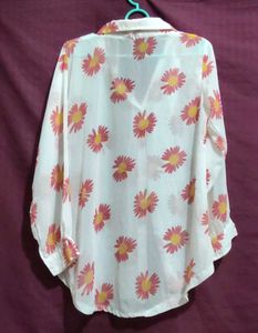 Floral Print Sheer Shirt