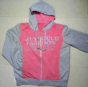 Pink Full Zip Hoodie Sweatshirt