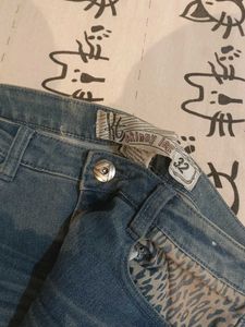 Unique Vintage Leopard Patch Jeans